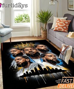 Nipsey Hussle Multi Portrait Rectangle Rug Urban Street Tribute
