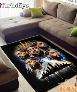 Nipsey Hussle Multi Portrait Rectangle Rug Urban Street Tribute