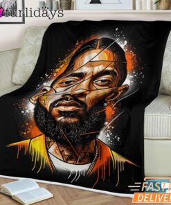Nipsey Hussle Realistic Portrait Blanket Urban Hip Hop Art