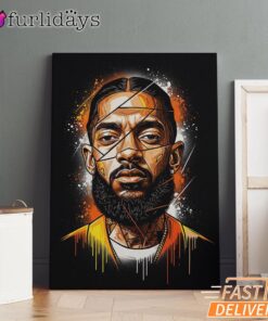 Nipsey Hussle Realistic Portrait Canvas Urban Hip Hop Art, Rap Lengends Poster