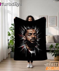 Nipsey Hussle Red Black Splash Blanket Bold Rap Icon Design