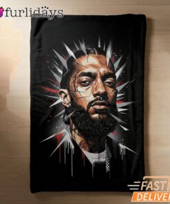 Nipsey Hussle Red Black Splash Blanket Bold Rap Icon Design