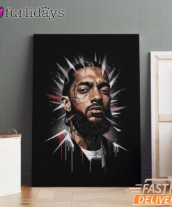 Nipsey Hussle Red Black Splash Canvas Bold Rap Icon Design, Rap Lengends Poster