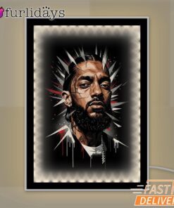 Nipsey Hussle Red Black Splash Mirror Night Light Bold Rap Icon Design, Rapper Lamp