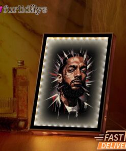 Nipsey Hussle Red Black Splash Mirror Night Light Bold Rap Icon Design, Rapper Lamp