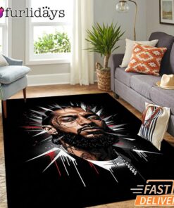 Nipsey Hussle Red Black Splash Rectangle Rug Bold Rap Icon Design