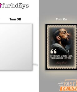 Nipsey Hussle Strong Faith Mirror Night Light Inspirational Streetwear, Rapper Lamp