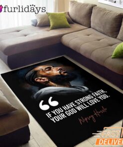 Nipsey Hussle Strong Faith Rectangle Rug Inspirational Streetwear