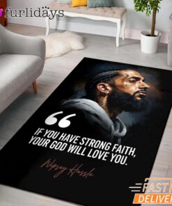 Nipsey Hussle Strong Faith Rectangle Rug Inspirational Streetwear