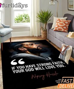 Nipsey Hussle Strong Faith Rectangle Rug Inspirational Streetwear
