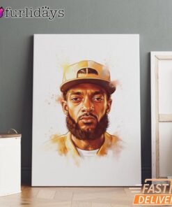 Nipsey Hussle White Canvas Clean Portrait Edition Urban Style, Rap Lengends Poster