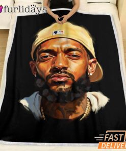Nipsey Hussle White Cap Portrait Blanket Classic Rap Style