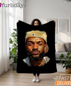 Nipsey Hussle White Cap Portrait Blanket Classic Rap Style
