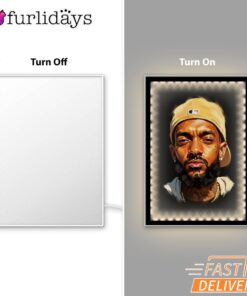 Nipsey Hussle White Cap Portrait Mirror Night Light Classic Rap Style, Rapper Lamp