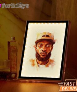 Nipsey Hussle White Mirror Night Light Clean Portrait Edition Urban Style, Rapper Lamp