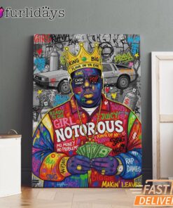 Notorious BIG Money Crown Graffiti Canvas, Rap Lengends Poster