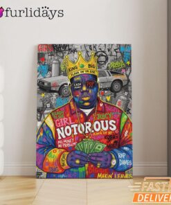 Notorious BIG Money Crown Graffiti Canvas, Rap Lengends Poster