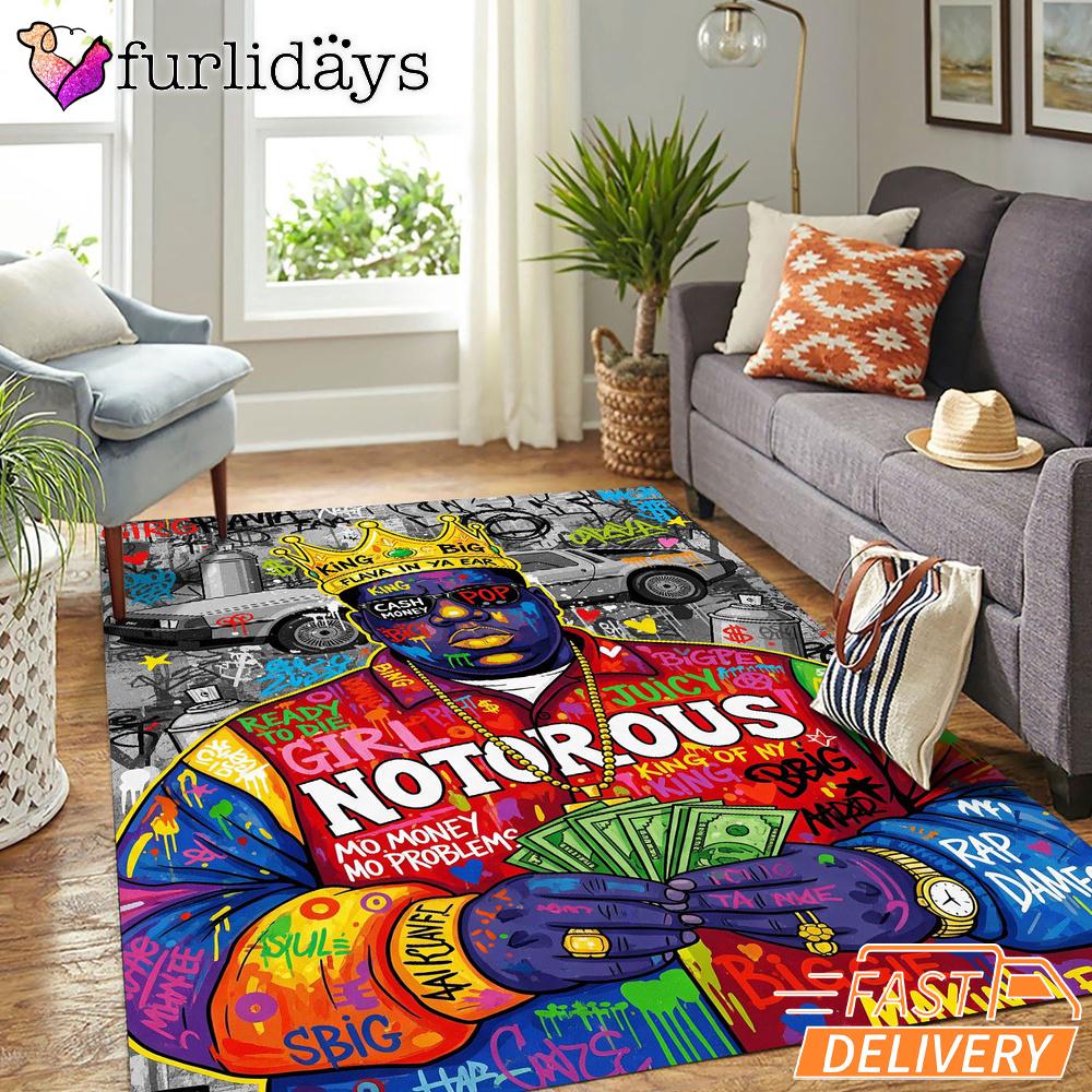 Notorious BIG Money Crown Graffiti Rectangle Rug Notorious BIG Money Crown Graffiti Rectangle Rug