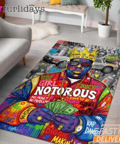 Notorious BIG Money Crown Graffiti Rectangle Rug
