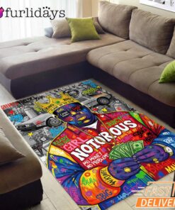 Notorious BIG Money Crown Graffiti Rectangle Rug