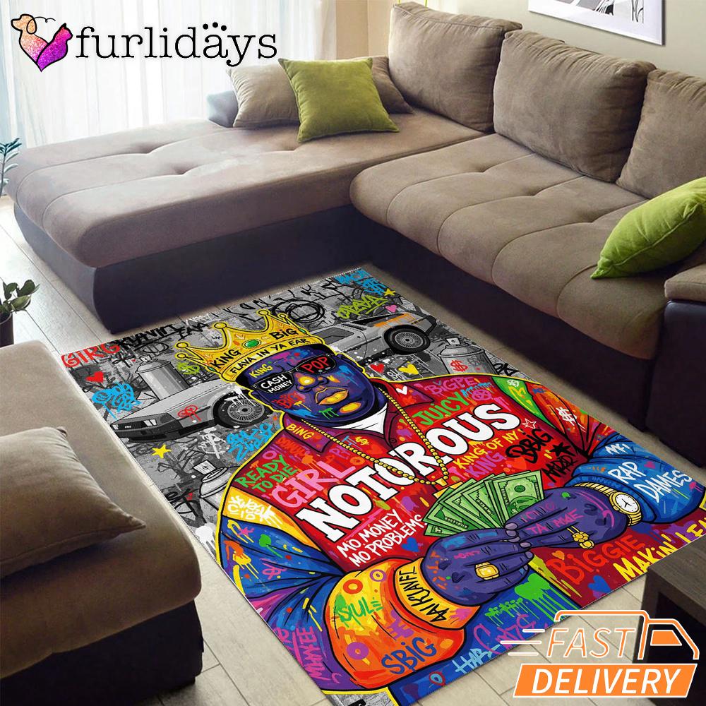 Notorious BIG Money Crown Graffiti Rectangle Rug Notorious BIG Money Crown Graffiti Rectangle Rug