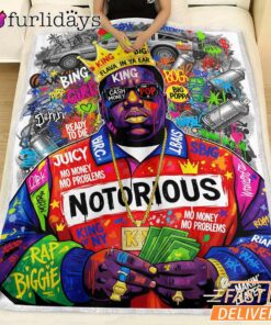 Notorious BIG Money Crown Red Blanket
