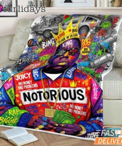 Notorious BIG Money Crown Red Blanket
