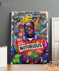 Notorious BIG Money Crown Red Canvas, Rap Lengends Poster