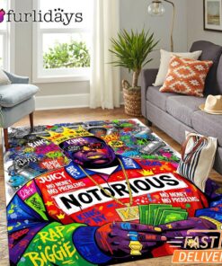 Notorious BIG Money Crown Red Rectangle Rug