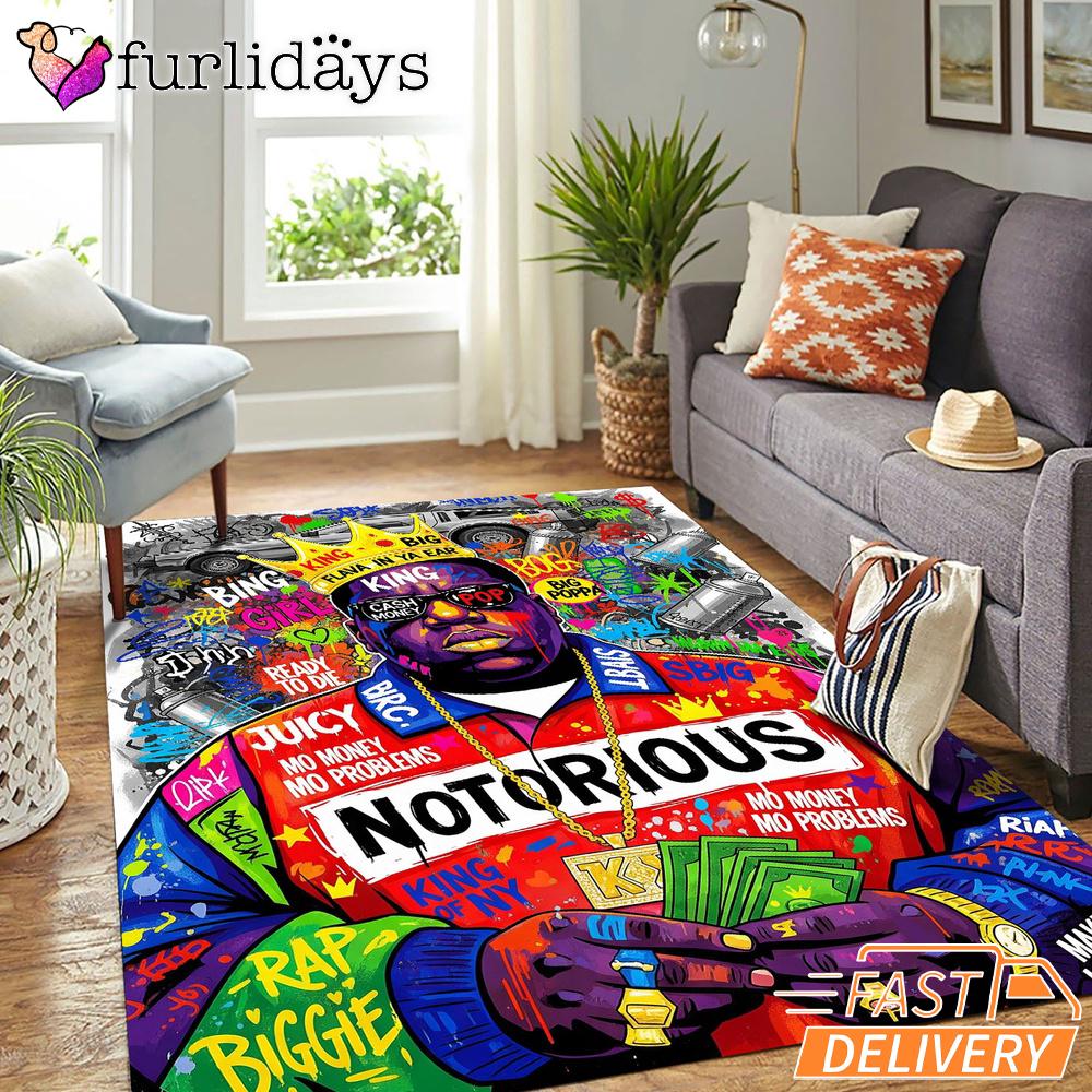 Notorious BIG Money Crown Red Rectangle Rug Notorious BIG Money Crown Red Rectangle Rug