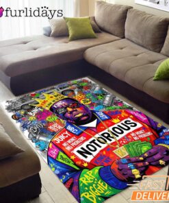 Notorious BIG Money Crown Red Rectangle Rug