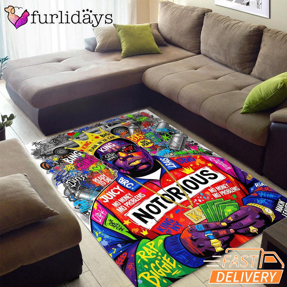 Notorious BIG Money Crown Red Rectangle Rug Notorious BIG Money Crown Red Rectangle Rug