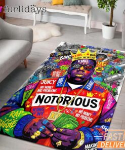 Notorious BIG Money Crown Red Rectangle Rug