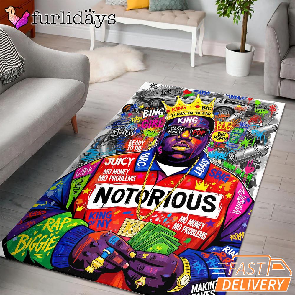 Notorious BIG Money Crown Red Rectangle Rug Notorious BIG Money Crown Red Rectangle Rug