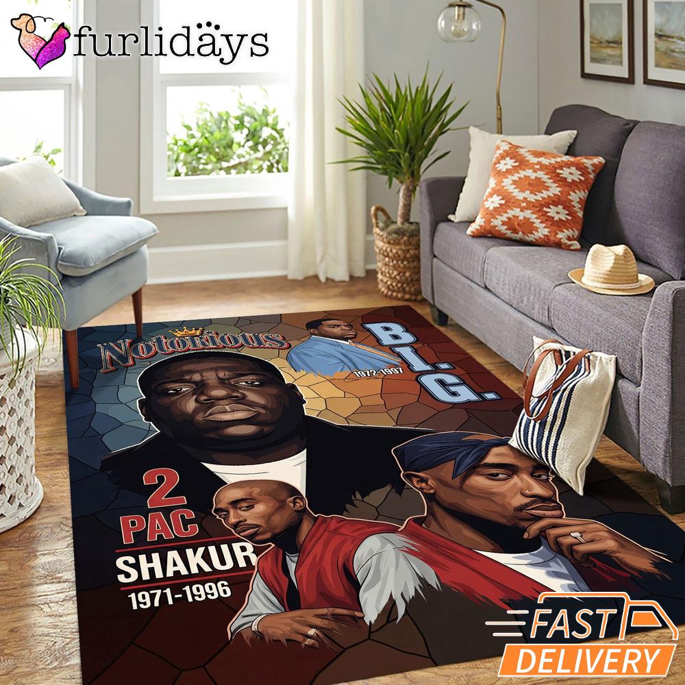 Notorious BIG Shakur Portrait Rectangle Rug Notorious BIG Shakur Portrait Rectangle Rug