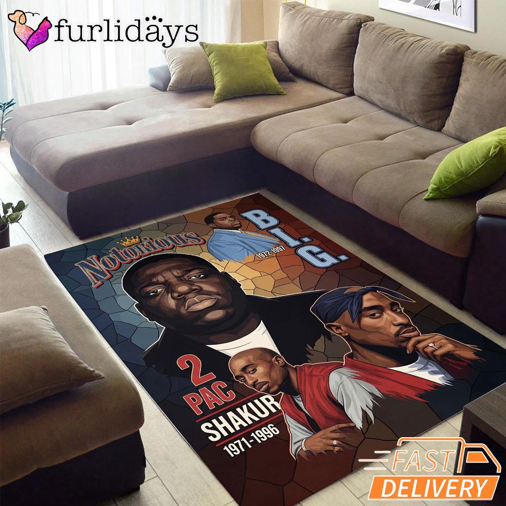 Notorious BIG Shakur Portrait Rectangle Rug Notorious BIG Shakur Portrait Rectangle Rug