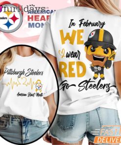 Pittsburgh Steelers NFL American Heart Month 3D T-Shirt