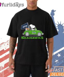 Seattle Seahawks Cartoon Football Car Graphic T-Shirt