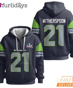 Seattle Seahawks Super Bowl Dreams 21 Navy Quarter Zip Waffle Hoodie