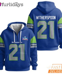Seattle Seahawks Super Bowl Dreams 21 Royal Blue Quarter Zip Waffle Hoodie