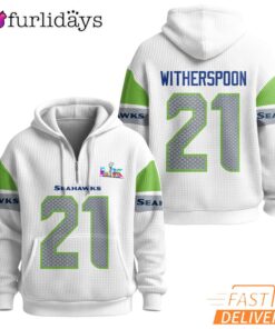Seattle Seahawks Super Bowl Dreams 21 White Quarter Zip Waffle Hoodie