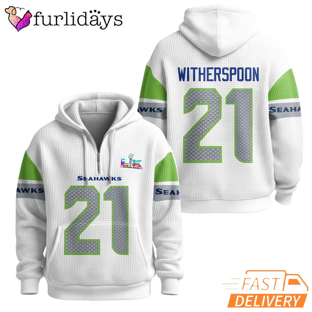 Seattle Seahawks Super Bowl Dreams 21 White Quarter Zip Waffle Hoodie Seattle Seahawks Super Bowl Dreams 21 White Quarter Zip Waffle Hoodie