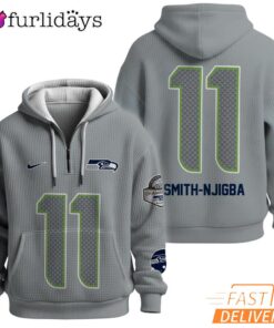 Seattle Seahawks Super Bowl Quest 11 Grey Quarter Zip Waffle Hoodie
