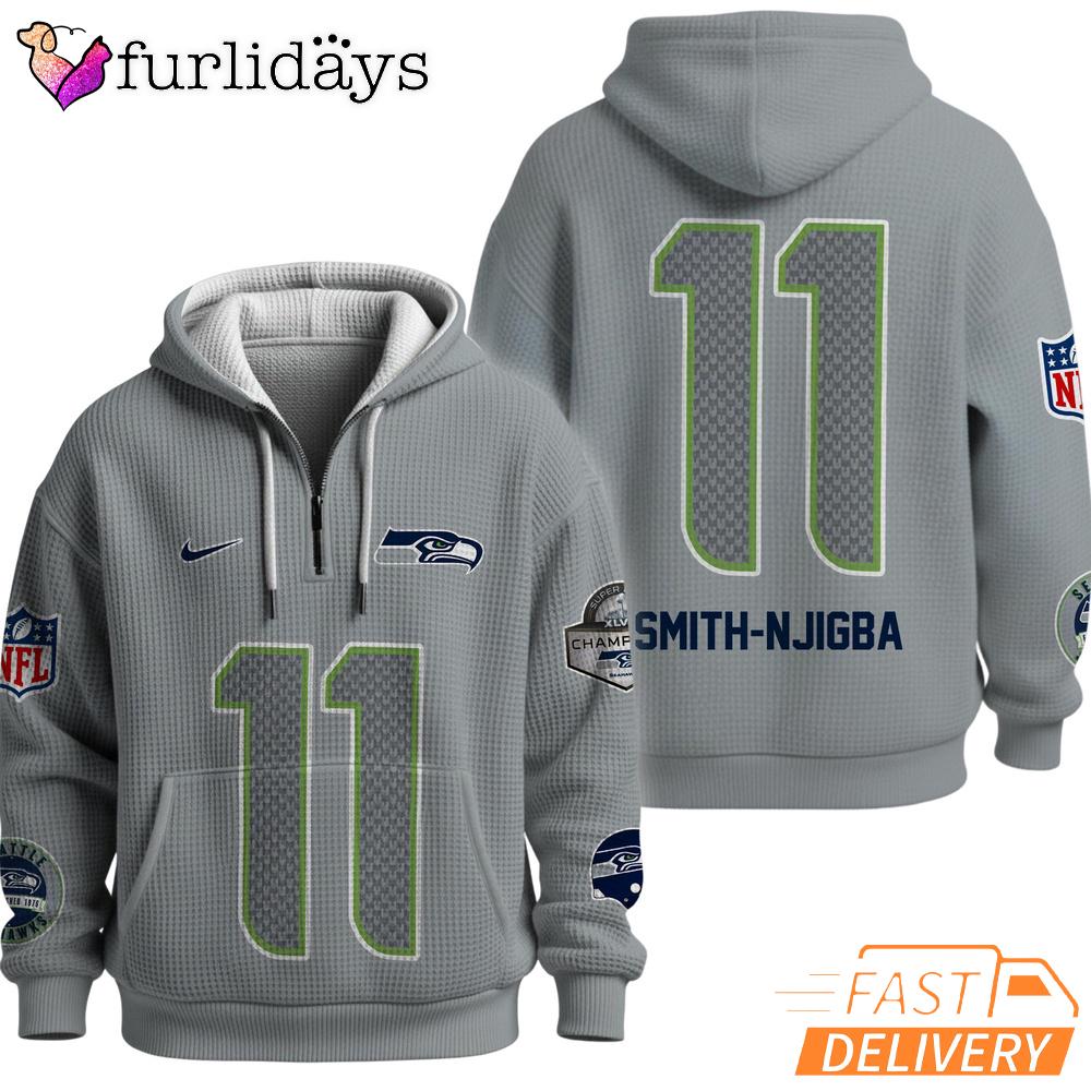 Seattle Seahawks Super Bowl Quest 11 Grey Quarter Zip Waffle Hoodie Seattle Seahawks Super Bowl Quest 11 Grey Quarter Zip Waffle Hoodie