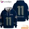 Seattle Seahawks Super Bowl Quest 11 Navy Quarter Zip Waffle Hoodie
