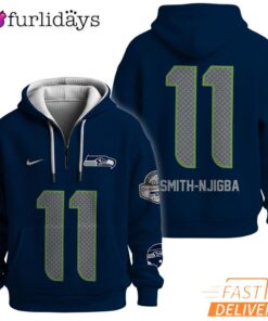 Seattle Seahawks Super Bowl Quest 11 Navy Quarter Zip Waffle Hoodie