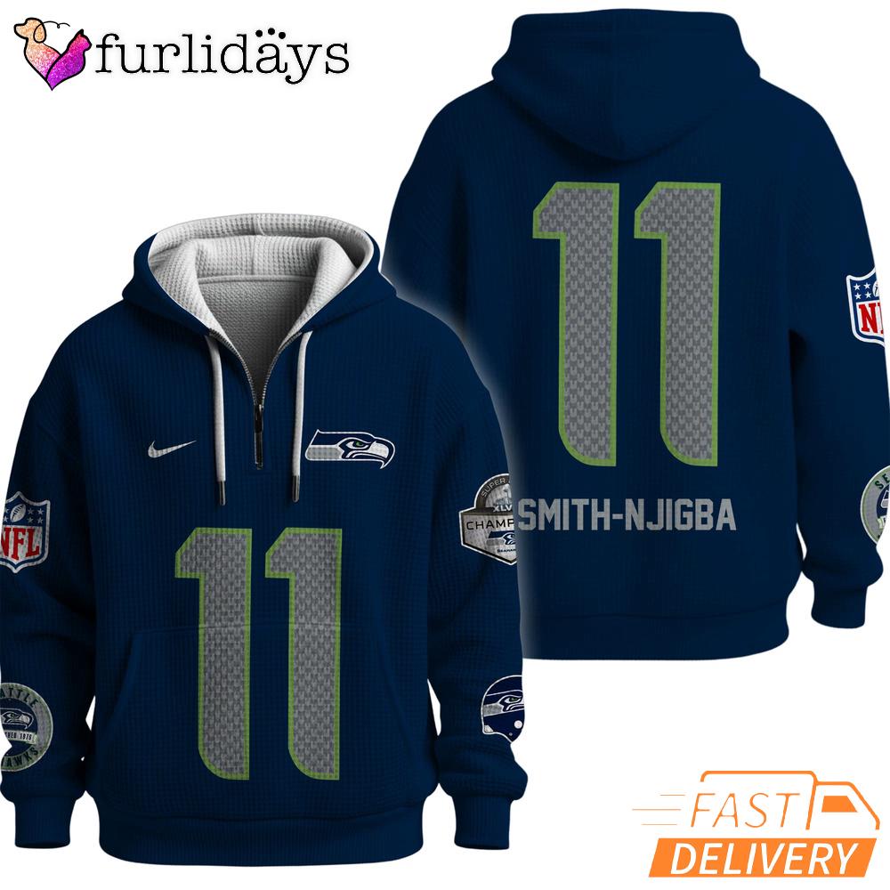 Seattle Seahawks Super Bowl Quest 11 Navy Quarter Zip Waffle Hoodie Seattle Seahawks Super Bowl Quest 11 Navy Quarter Zip Waffle Hoodie