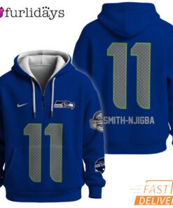 Seattle Seahawks Super Bowl Quest 11 Royal Blue Quarter Zip Waffle Hoodie
