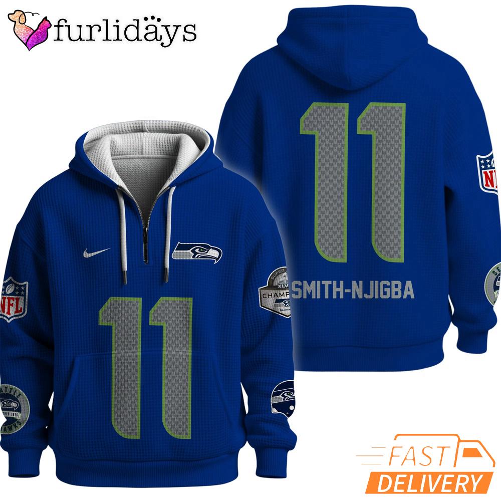 Seattle Seahawks Super Bowl Quest 11 Royal Blue Quarter Zip Waffle Hoodie Seattle Seahawks Super Bowl Quest 11 Royal Blue Quarter Zip Waffle Hoodie