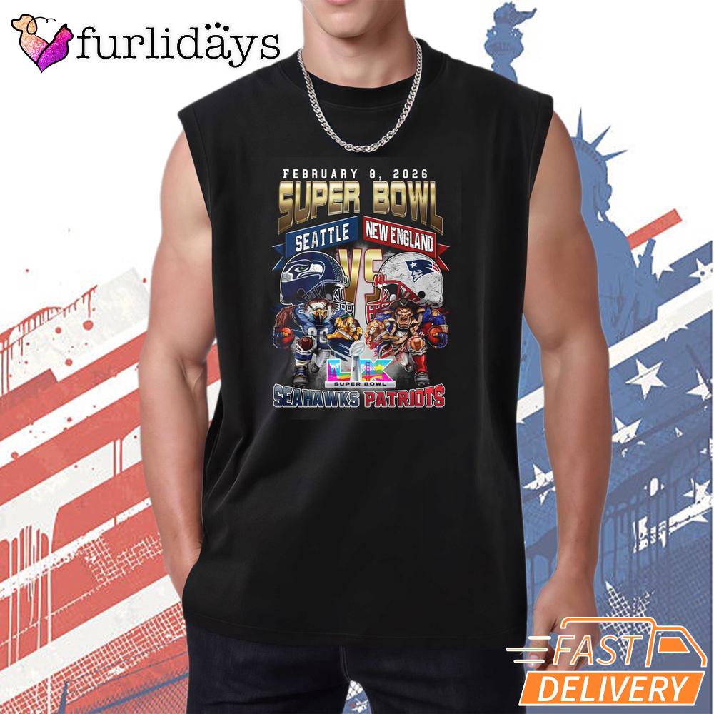 Seattle Seahawks Super Bowl Rivalry Poster Graphic T-Shirt Seattle Seahawks Super Bowl Rivalry Poster Graphic T-Shirt